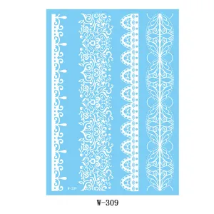 White Abstract Stripe Temporary Tattoo Set - 5 Pcs