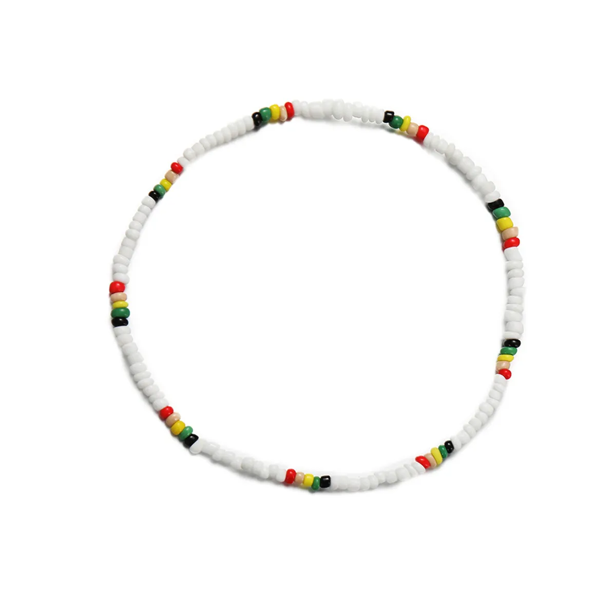 White & Multicolor Teal Howlite Stretch Necklace