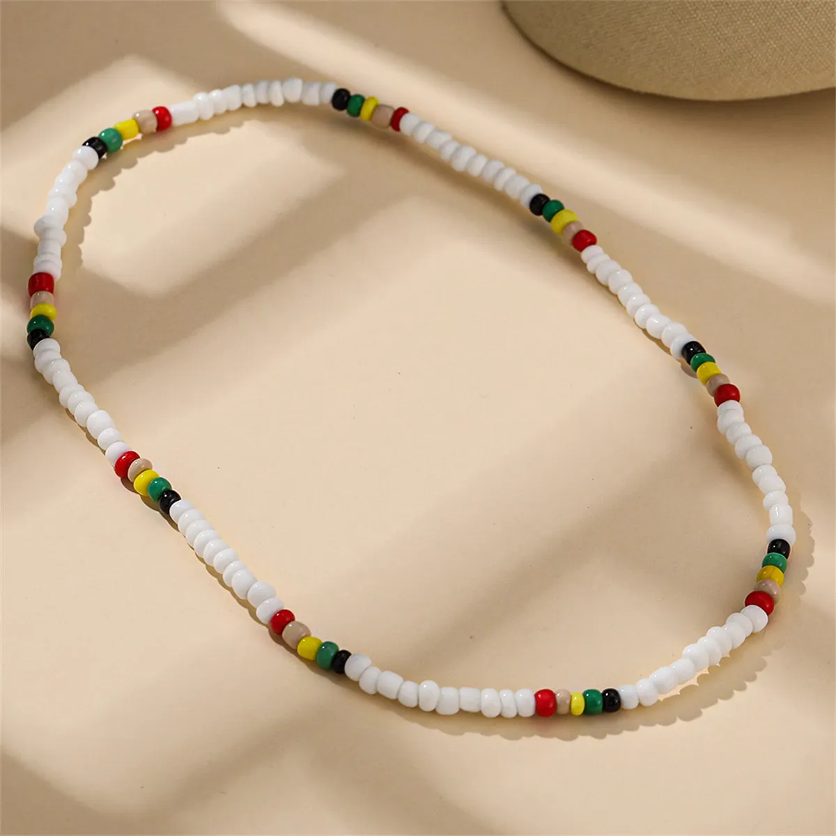 White & Multicolor Teal Howlite Stretch Necklace