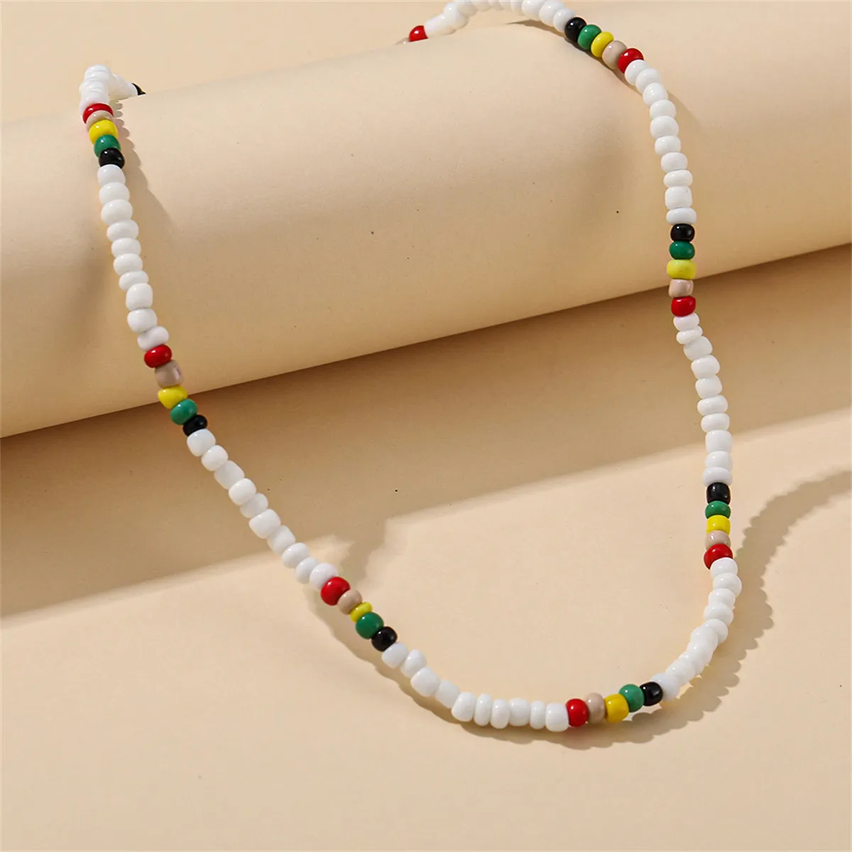 White & Multicolor Teal Howlite Stretch Necklace