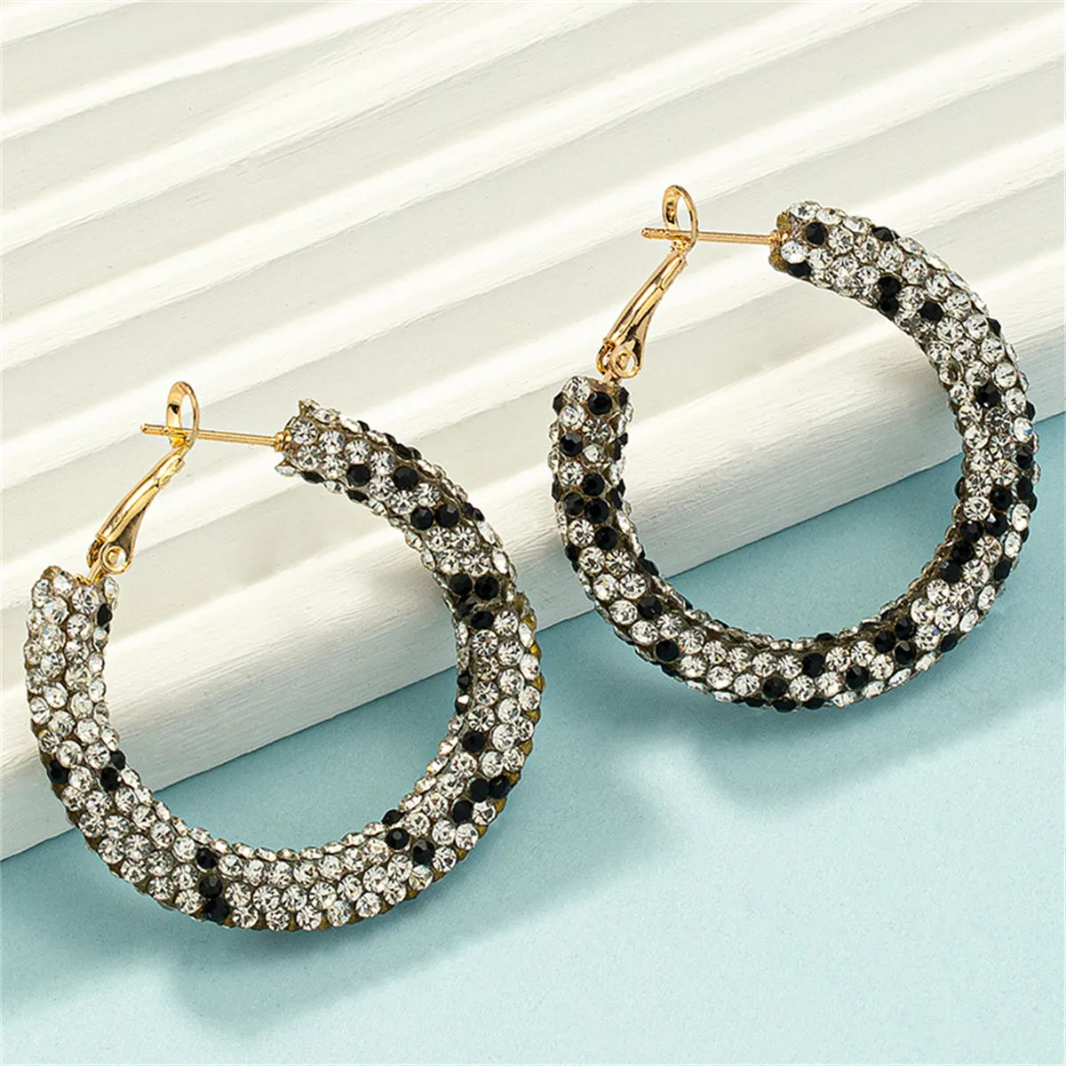 White Cubic Zirconia & 18K Gold-Plated Hoop Earrings