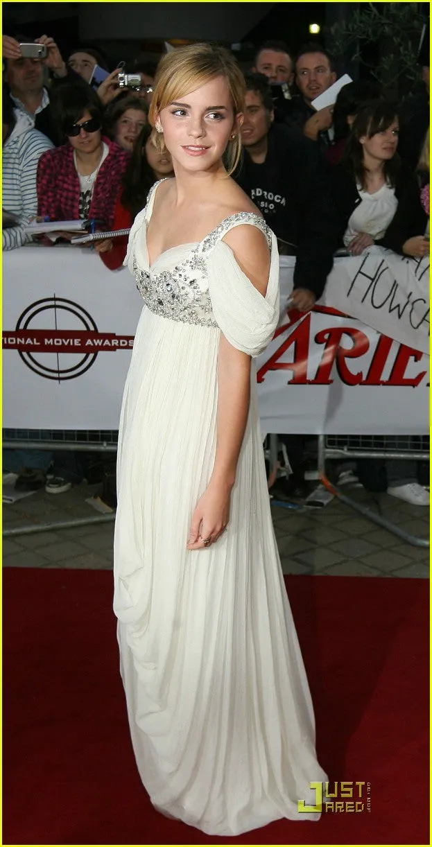 White Emma Watson Cold Shoulder Low Back Beaded Dress Sequins Prom Red Carpet Formal Dress The National Movie Awards in London