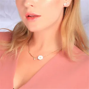 White Enamel & 18K Gold-Plated Daisy Pendant Necklace