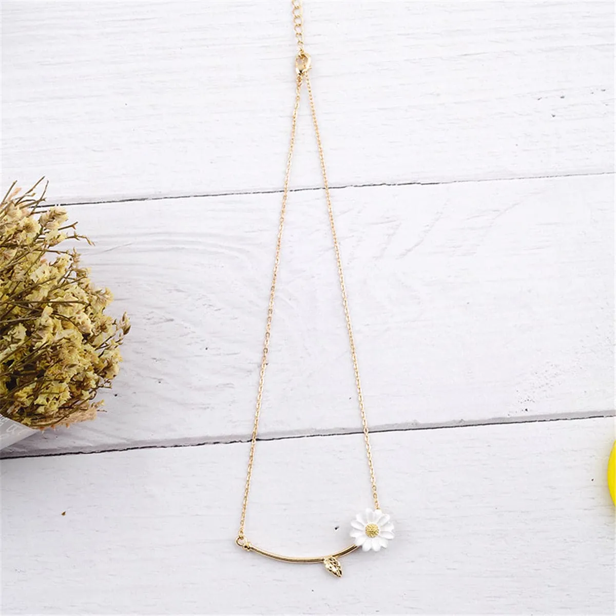 White Enamel & 18K Gold-Plated Daisy Pendant Necklace