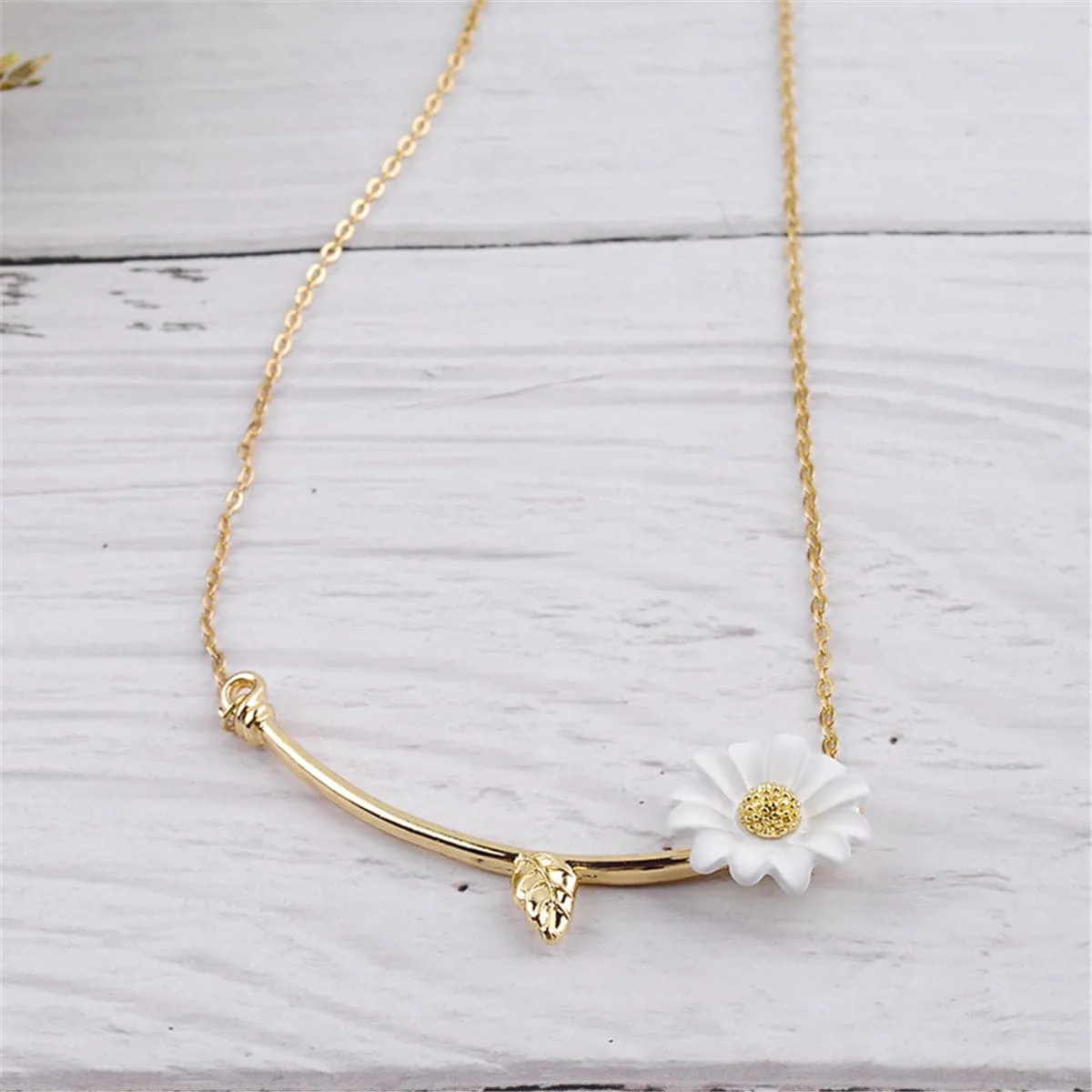 White Enamel & 18K Gold-Plated Daisy Pendant Necklace
