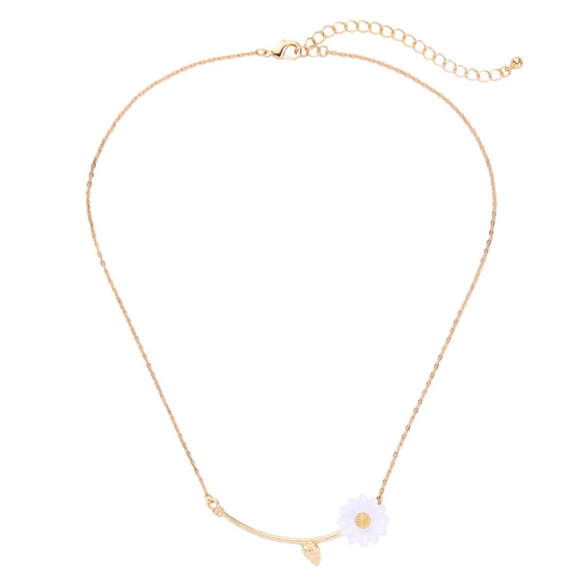White Enamel & 18K Gold-Plated Daisy Pendant Necklace
