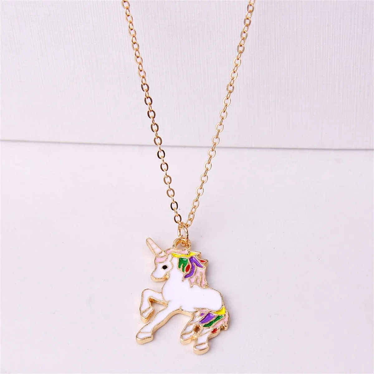 White Enamel & 18K Gold-Plated Unicorn Pendant Necklace