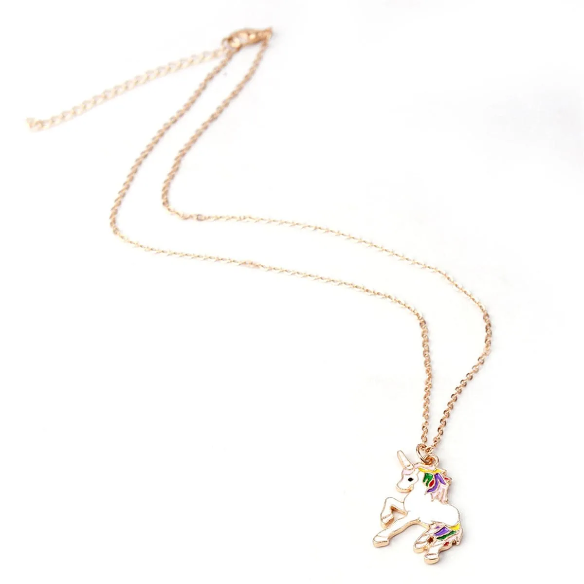White Enamel & 18K Gold-Plated Unicorn Pendant Necklace