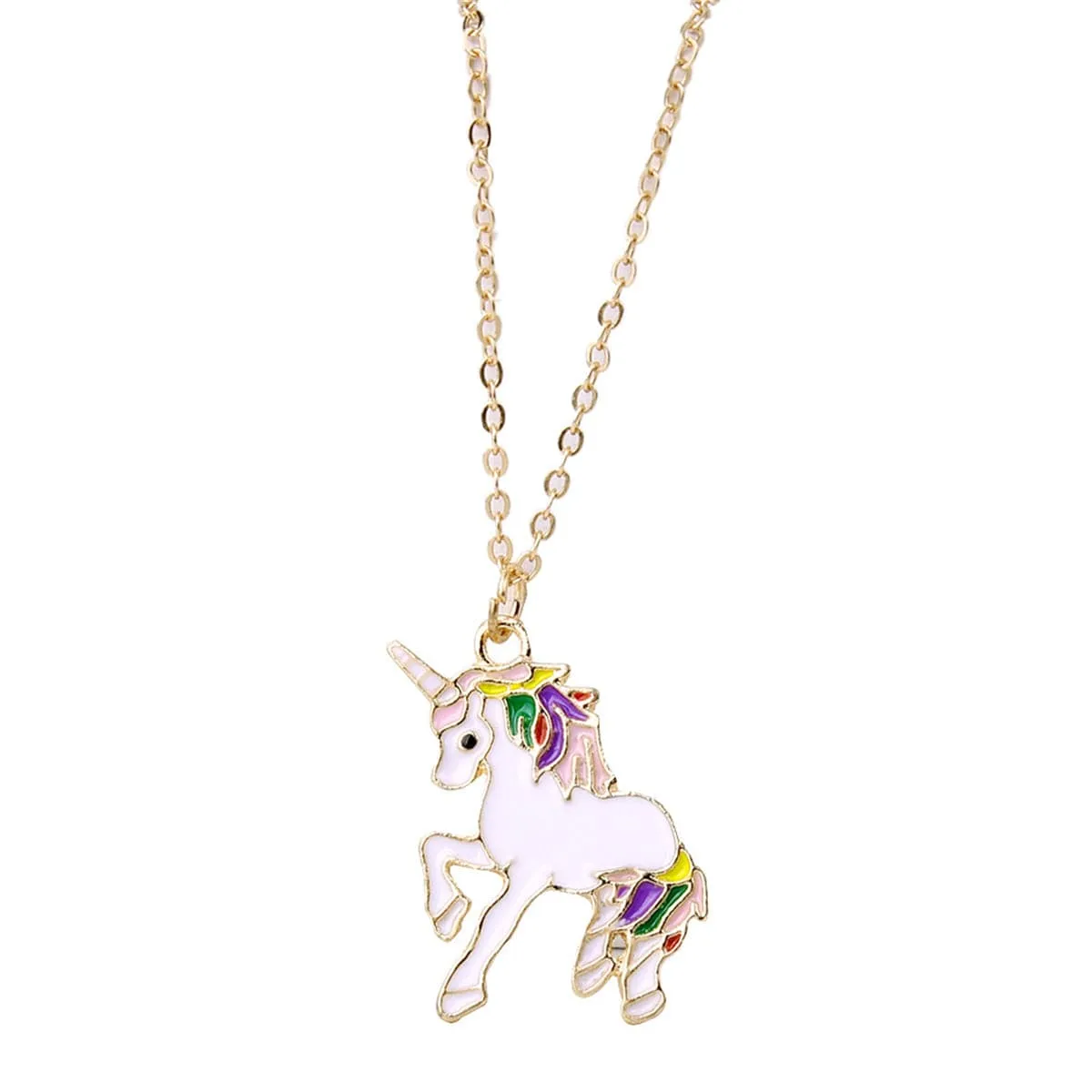 White Enamel & 18K Gold-Plated Unicorn Pendant Necklace