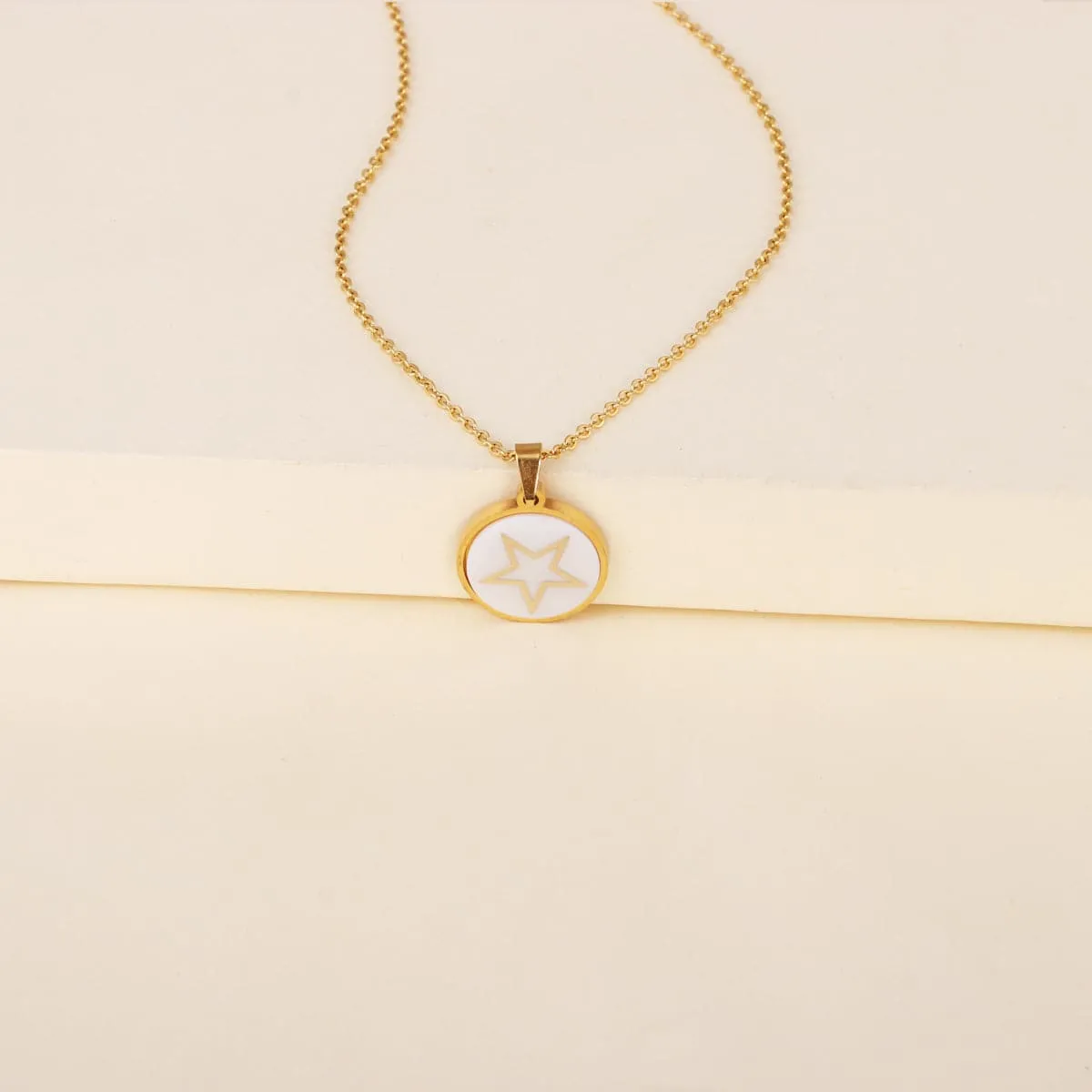 White Resin & 18K Gold-Plated Star Pendant Necklace