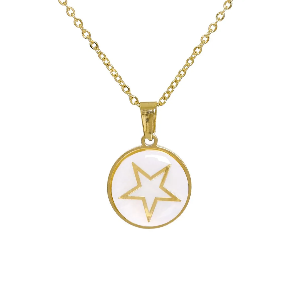 White Resin & 18K Gold-Plated Star Pendant Necklace