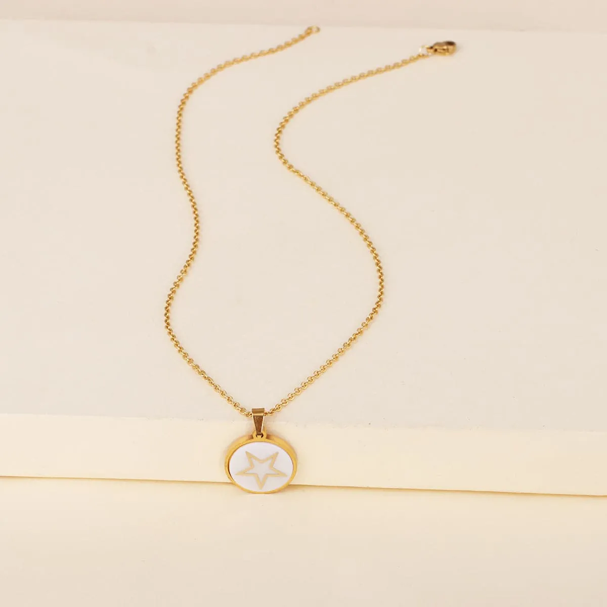 White Resin & 18K Gold-Plated Star Pendant Necklace