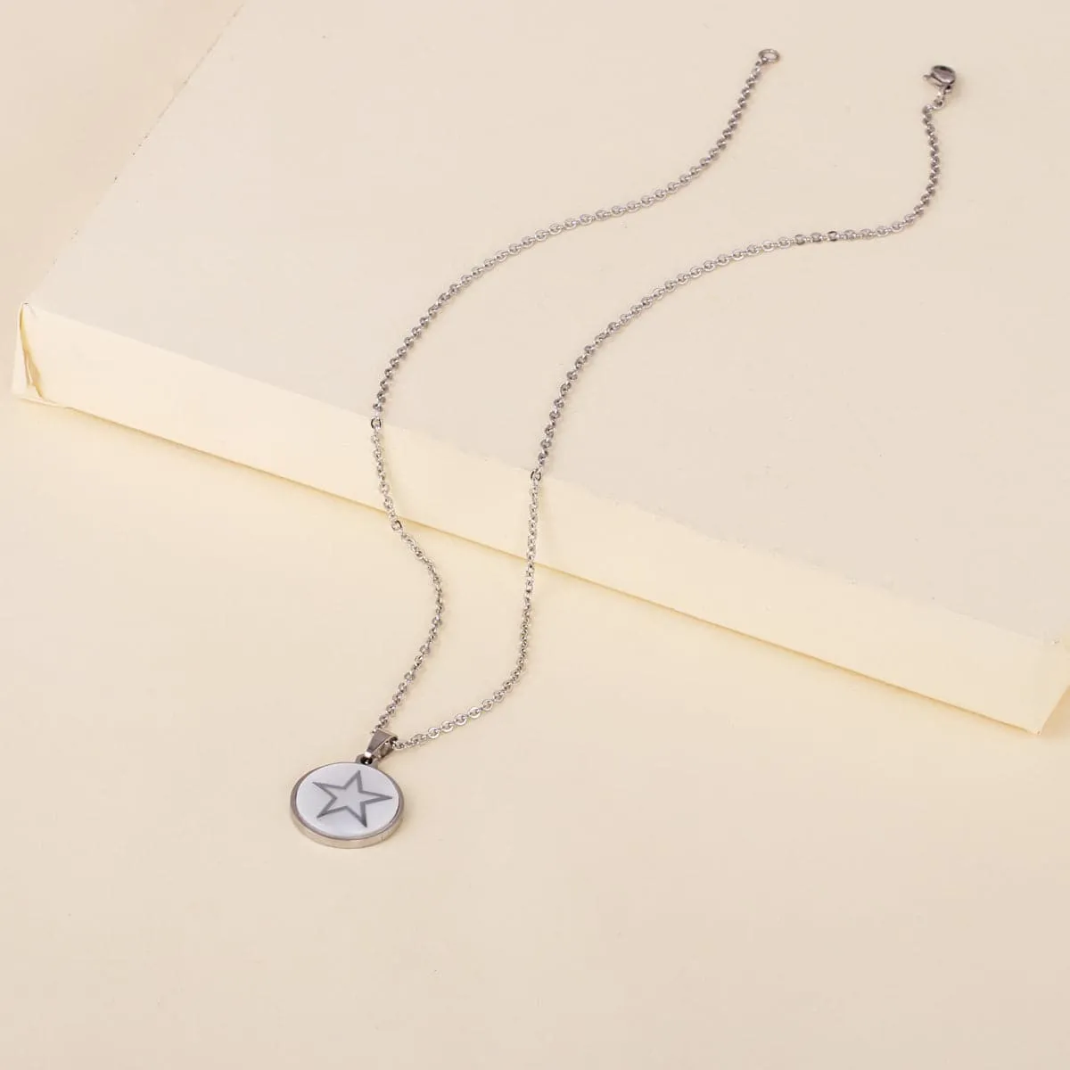 White Resin & Silver-Plated Star Pendant Necklace
