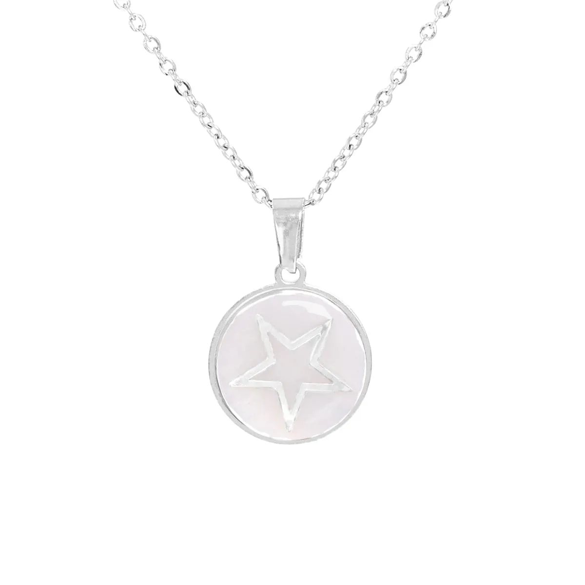 White Resin & Silver-Plated Star Pendant Necklace