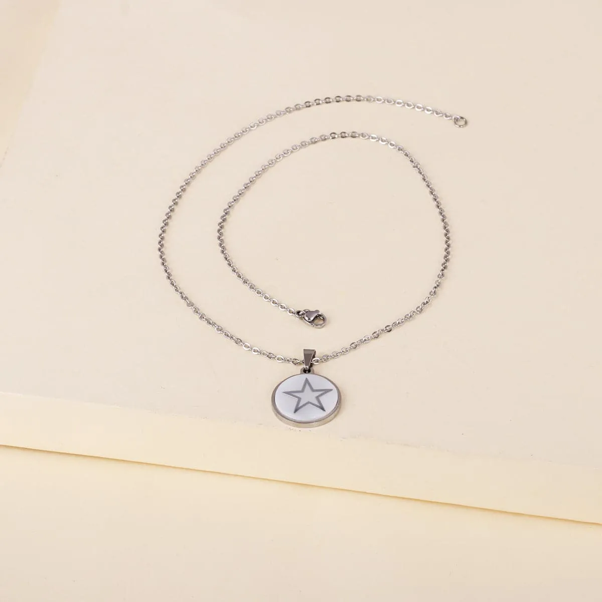 White Resin & Silver-Plated Star Pendant Necklace