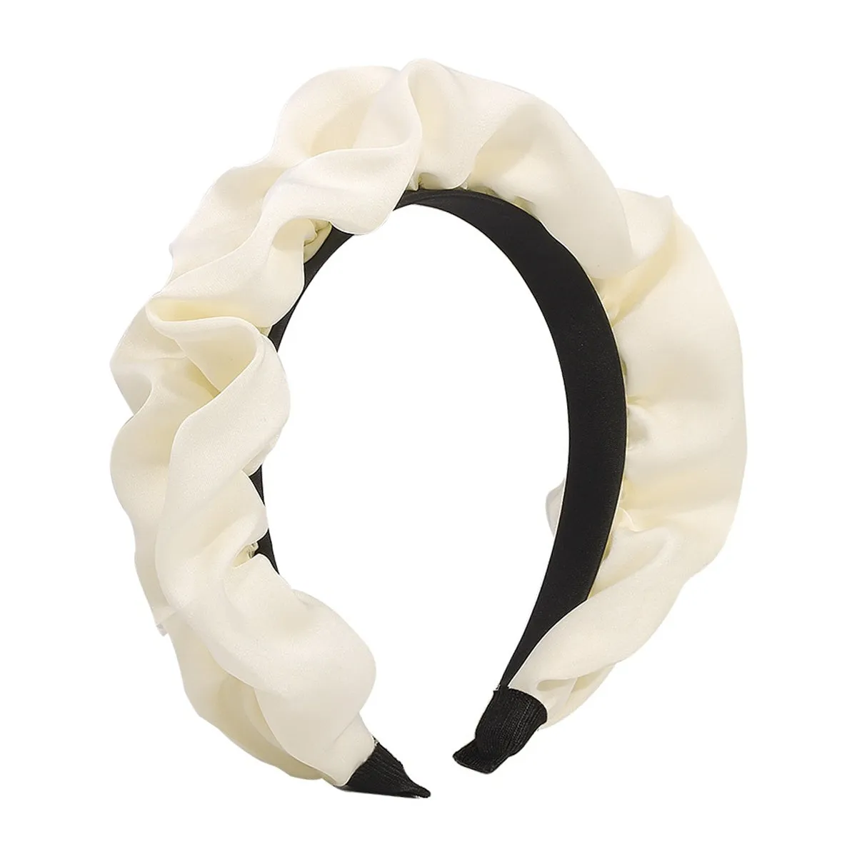 White Ruffle Hard Headband