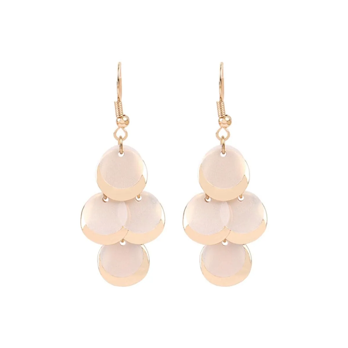 White Sequin & 18K Gold-Plated Drop Earrings