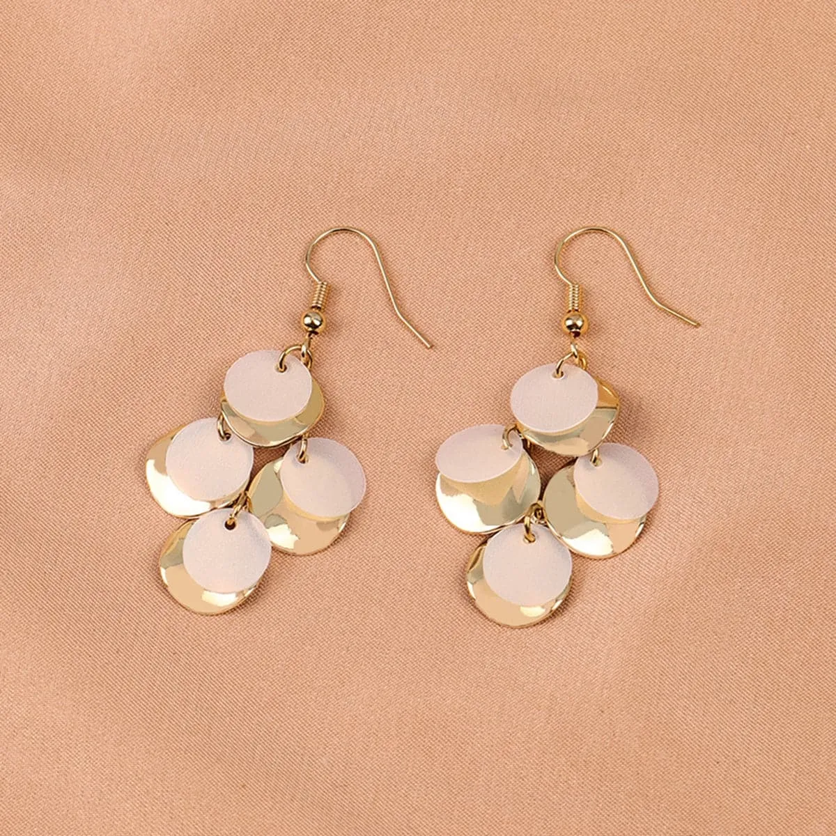 White Sequin & 18K Gold-Plated Drop Earrings