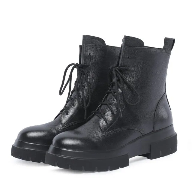 Women Genuine Leather Boots fashion Handmade autumn and winter Classic women's short boots warmshort boots plush shoes