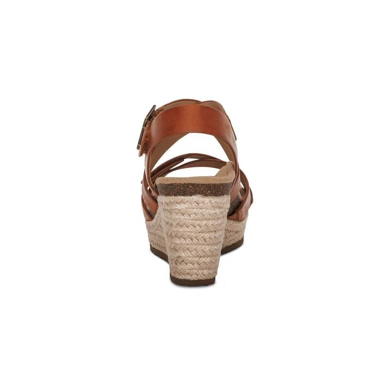 WOMEN'S AETREX ANNA ARCH SUPPORT WEDGE SANDAL | COGNAC
