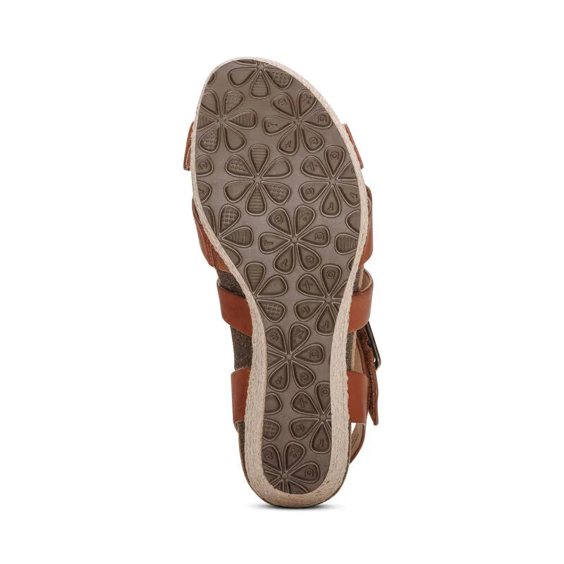 WOMEN'S AETREX ANNA ARCH SUPPORT WEDGE SANDAL | COGNAC