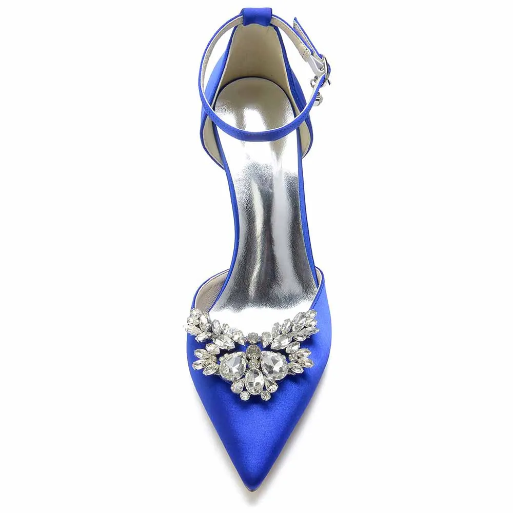 Womens Ankle Strap Pumps Beaded Party Heels Formal Dress Shoes