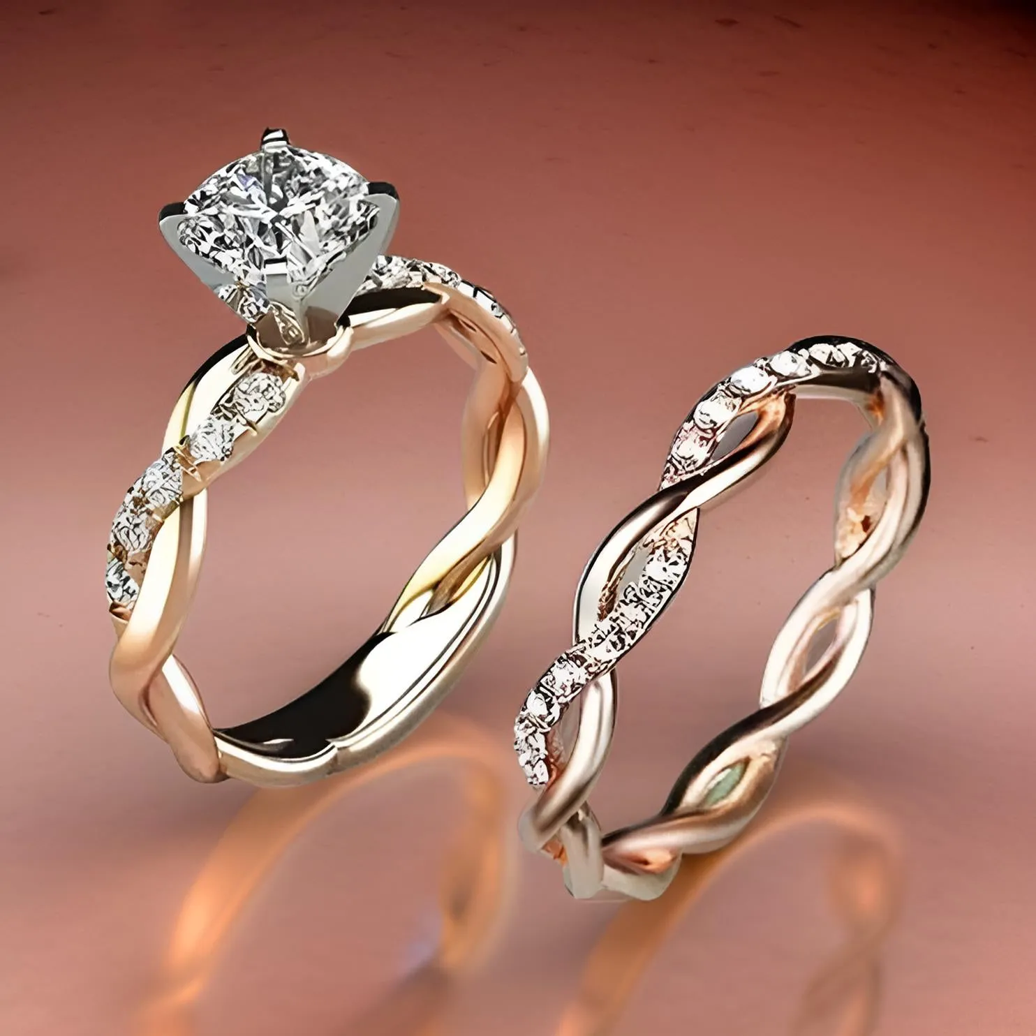 Women's Bridal Marriage Engagement Ring Set