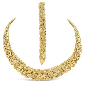 Women's Byzantine Fancy Necklace & Bracelet Set in 14Kt Gold