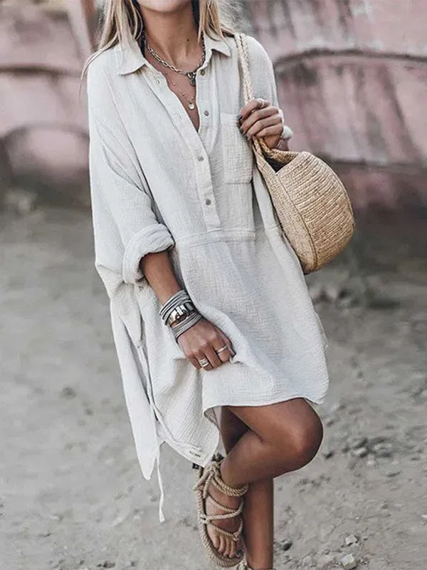 Women's Casual Loose Fit Shirt Dress