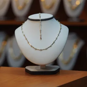 Women's elegance stampato with CZ Necklace & Bracelet Set in 14Kt Gold