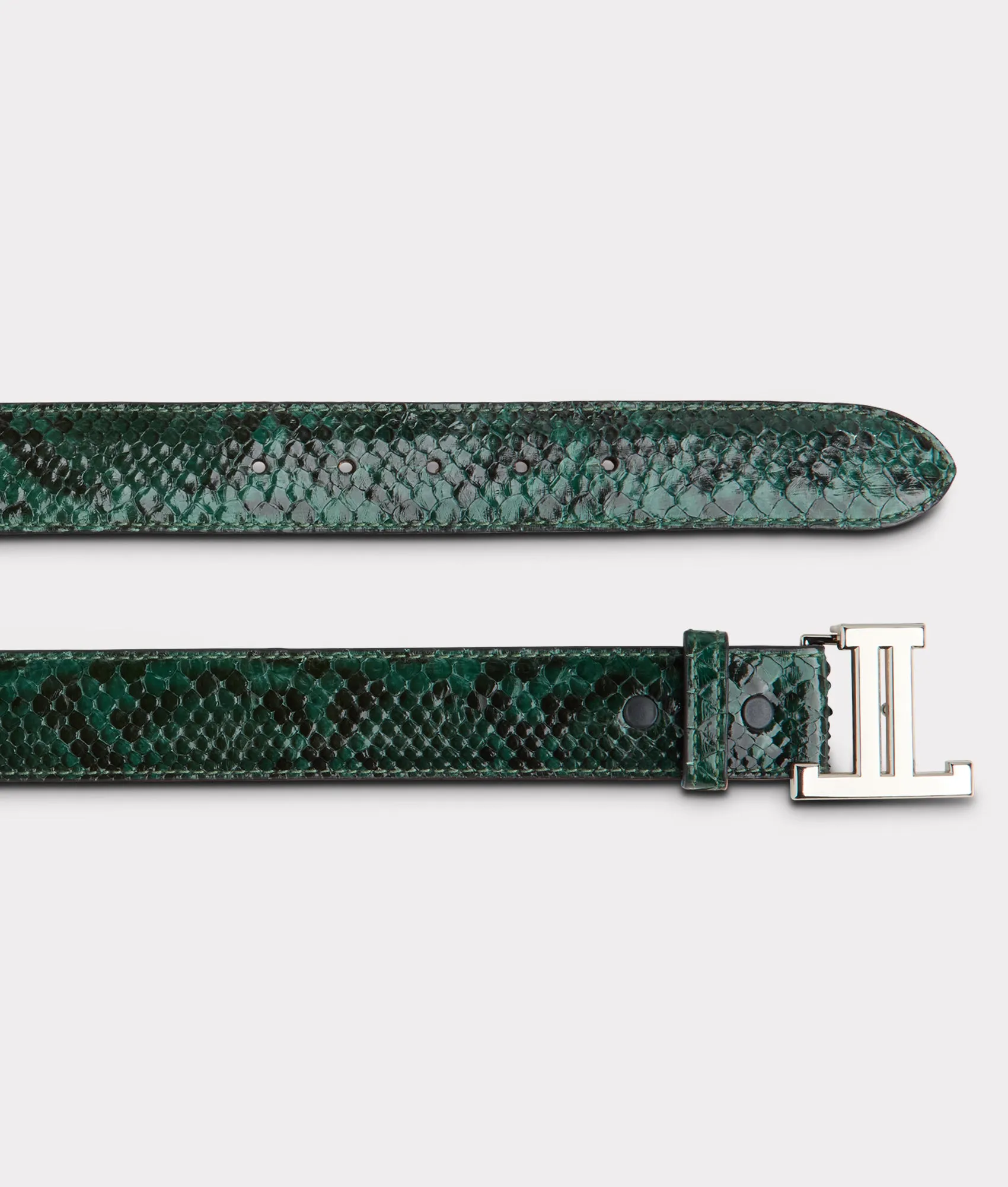 Women's Exotic Mirrored L Belt :: Emerald