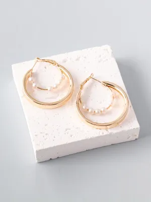 WOMEN'S FASHION GOLD PEARL EARRINGS