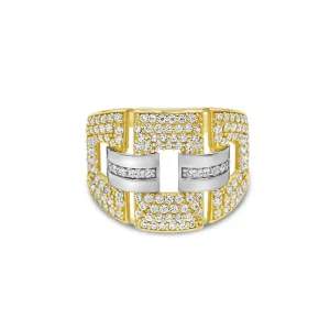 Women's Fashion Styled Dual tone pave set ring in 10K
