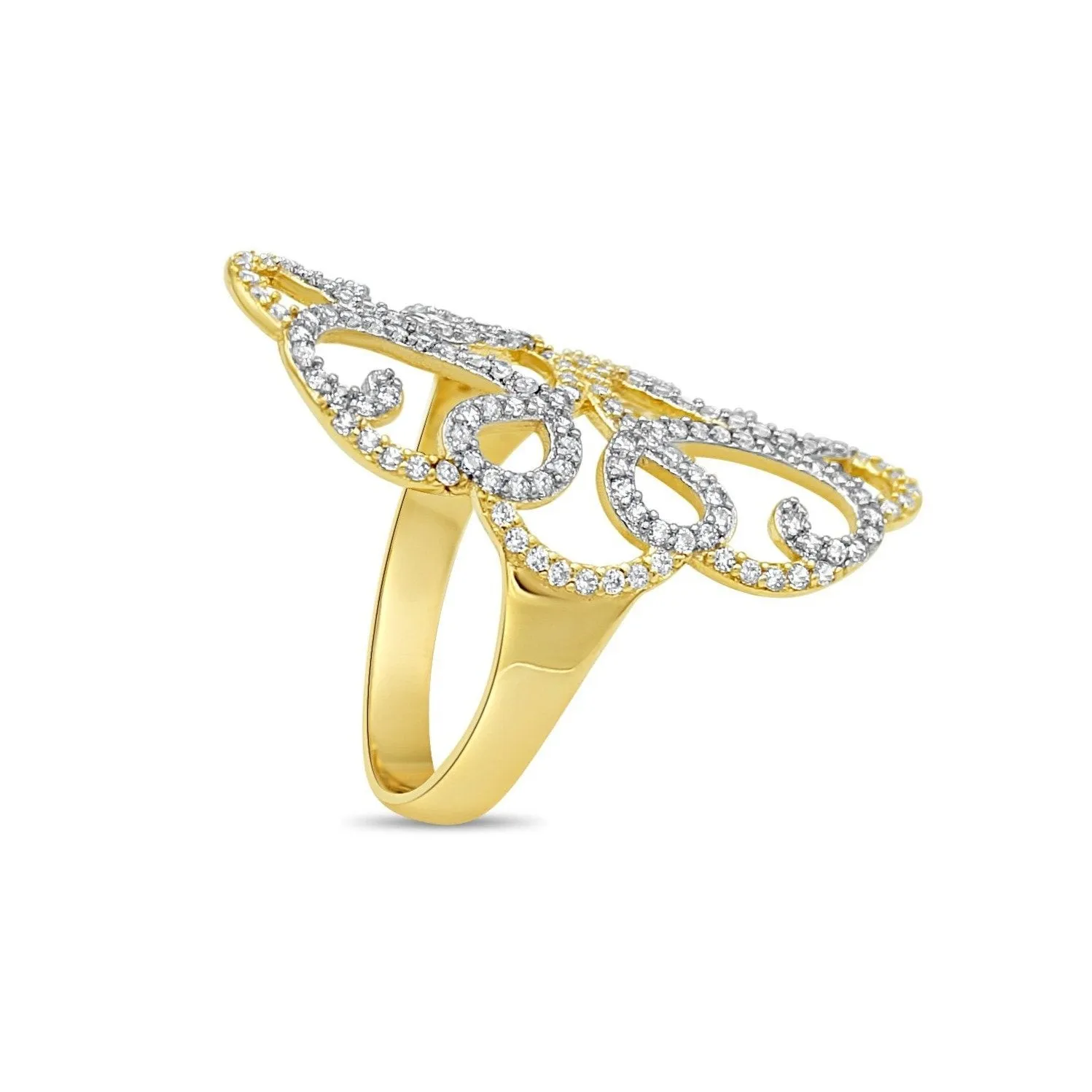 Women's Fashion Styled pave set ring in 10K