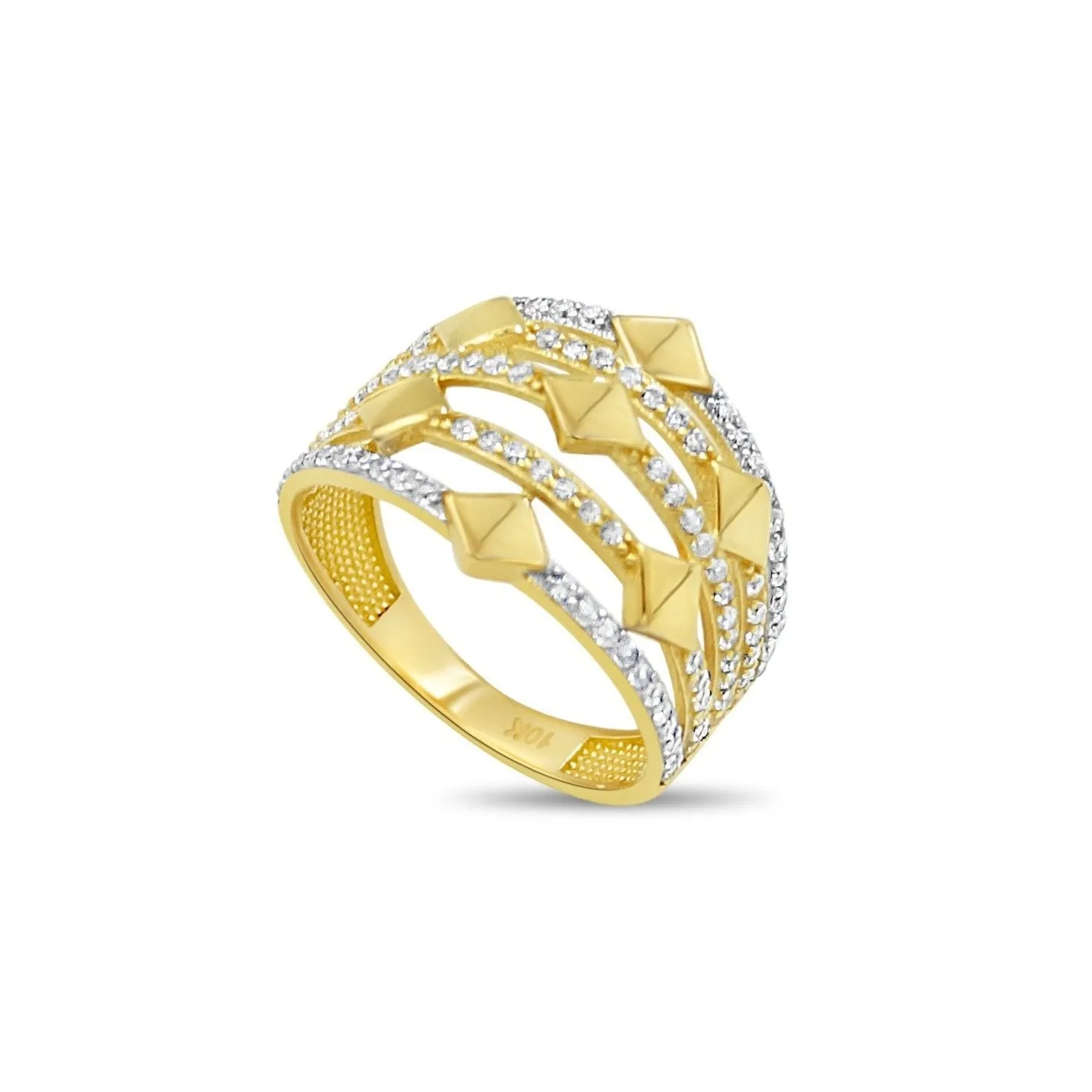 Women's Fashion Styled pave set ring in 10K