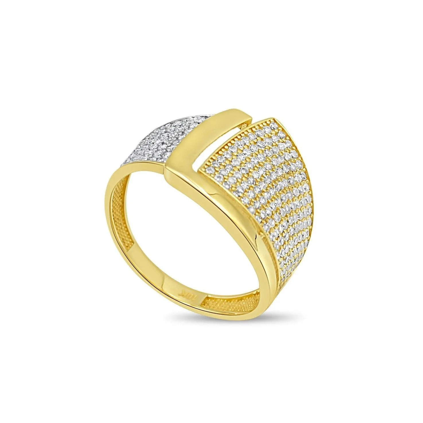 Women's Fashion Styled pave set ring in 10K