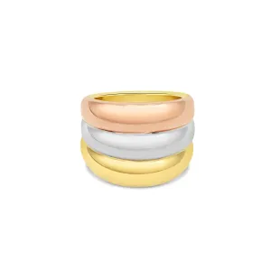 Women's Fashion Tri-color Styled polished ring in 10K
