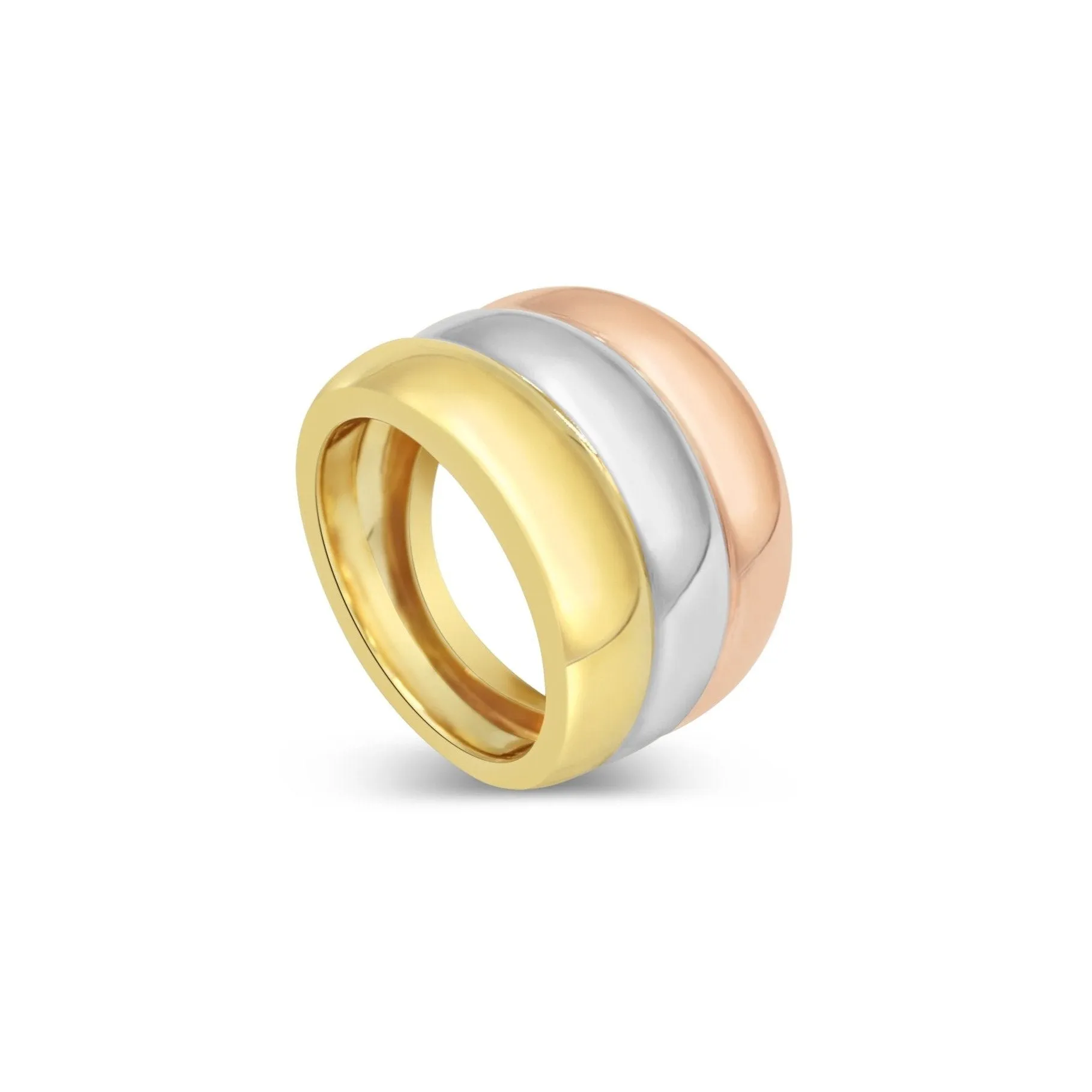Women's Fashion Tri-color Styled polished ring in 10K