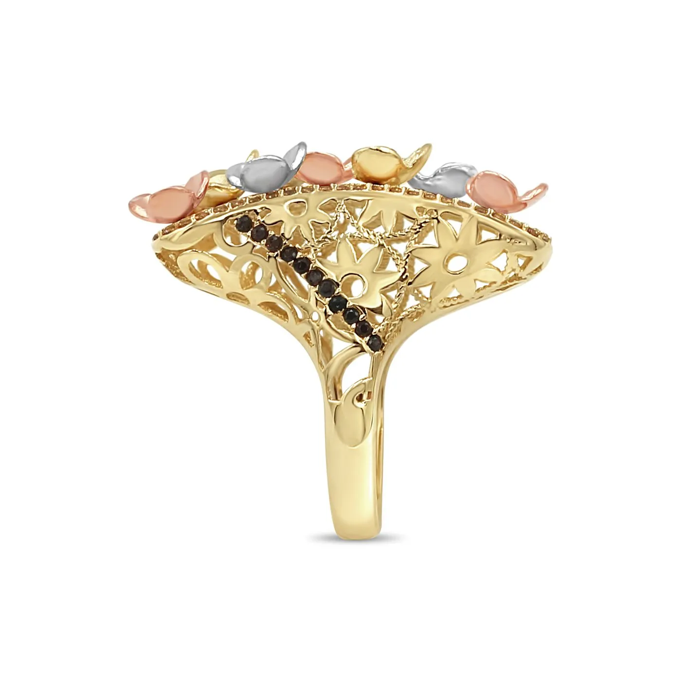 Women's Floral Styled pave set ring in 14K