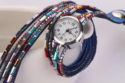 Women's Glass Jewel Watch With 9 Different Colors
