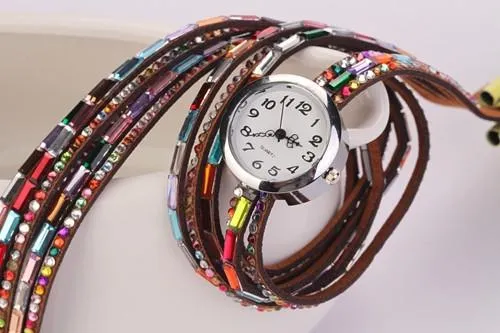 Women's Glass Jewel Watch With 9 Different Colors
