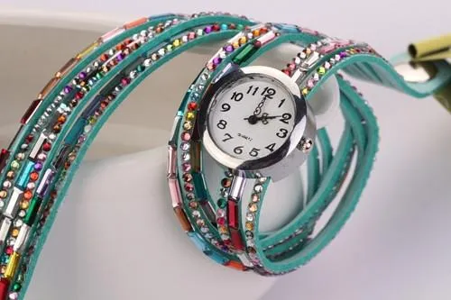 Women's Glass Jewel Watch With 9 Different Colors