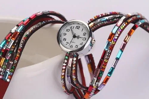 Women's Glass Jewel Watch With 9 Different Colors