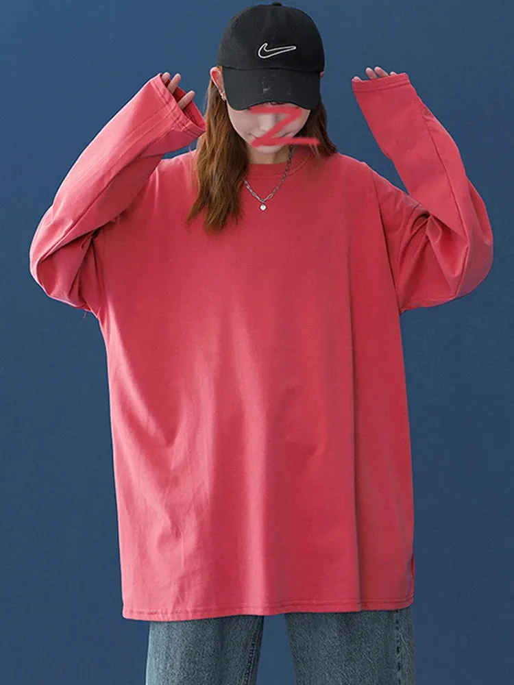Women's Long Sleeve T-Shirt Oversized Tee Shirt Casual O-Neck Shirt