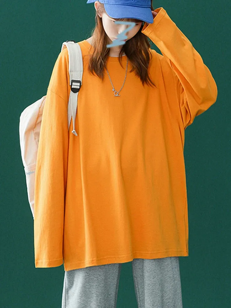 Women's Long Sleeve T-Shirt Oversized Tee Shirt Casual O-Neck Shirt