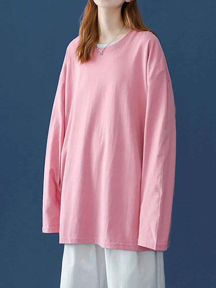 Women's Long Sleeve T-Shirt Oversized Tee Shirt Casual O-Neck Shirt