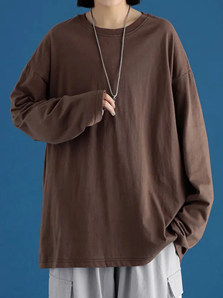 Women's Long Sleeve T-Shirt Oversized Tee Shirt Casual O-Neck Shirt
