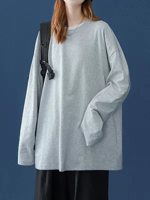 Women's Long Sleeve T-Shirt Oversized Tee Shirt Casual O-Neck Shirt