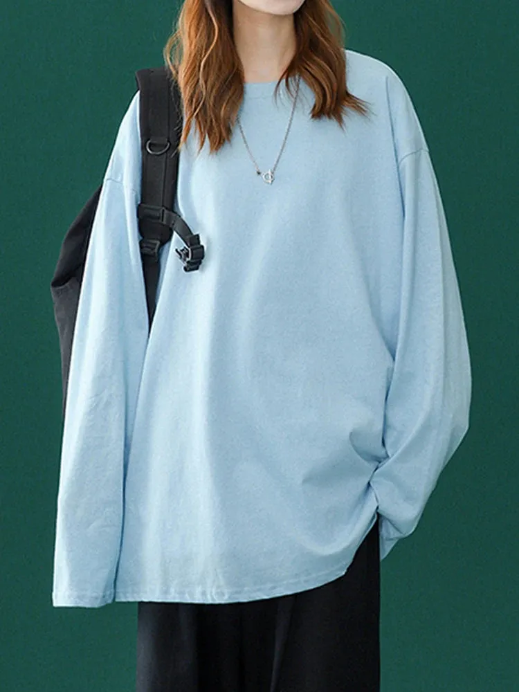 Women's Long Sleeve T-Shirt Oversized Tee Shirt Casual O-Neck Shirt