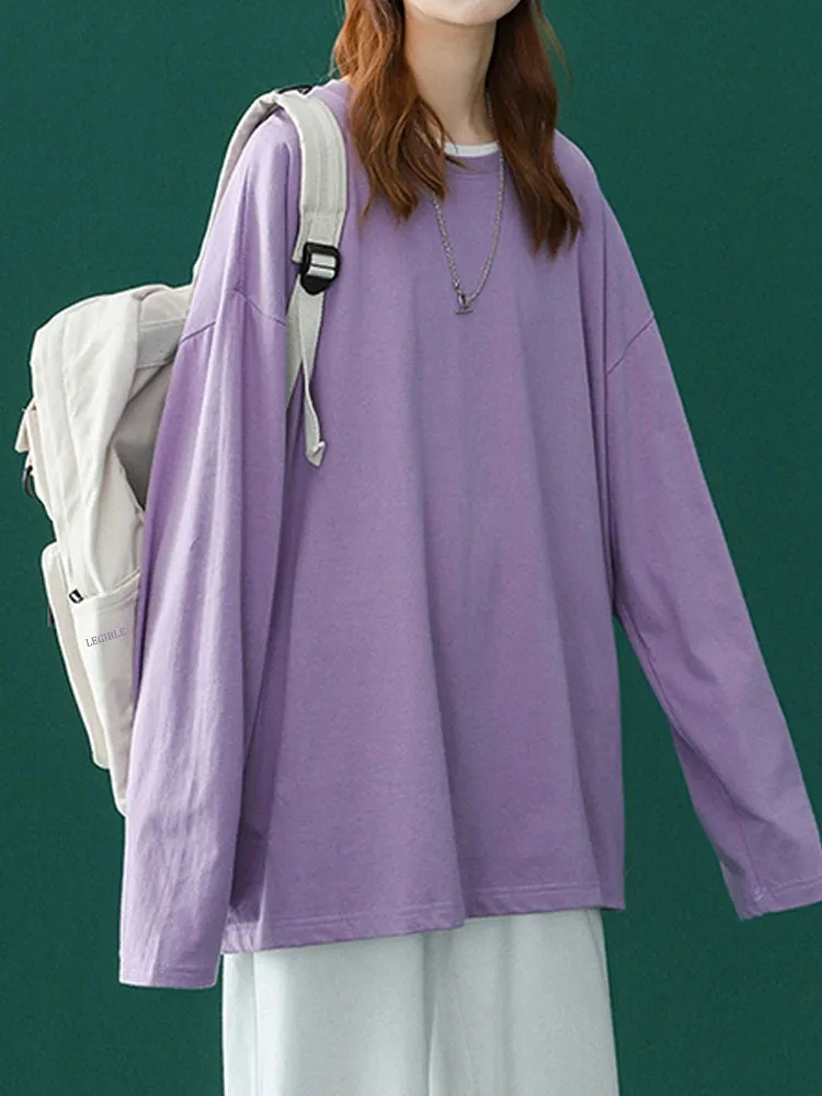 Women's Long Sleeve T-Shirt Oversized Tee Shirt Casual O-Neck Shirt